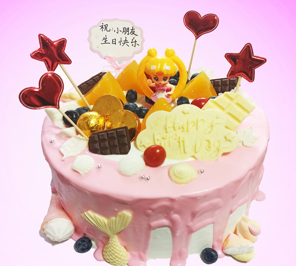 可爱的卡通蛋糕，祝小朋友生日快乐